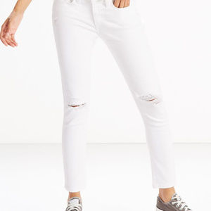 White Mid-Rise Skinny Distressed Jeans size 4/27